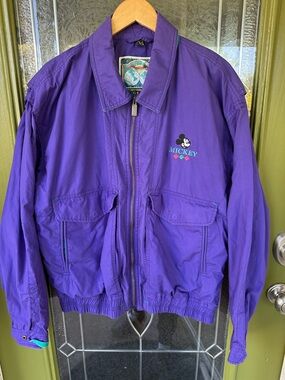 Vtg Gear For Sports Disney Fashions Purple Mickey Embroidered Large Jacket